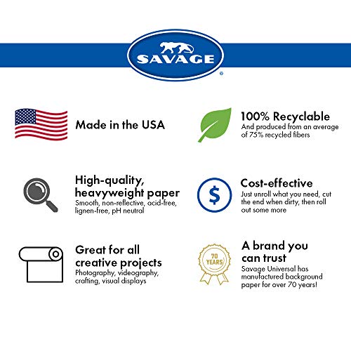 Savage Seamless Paper Photography Backdrop - Color #66 Pure White, Size 53 Inches Wide x 36 Feet Long, Backdrop for YouTube Videos, Streaming, Interviews and Portraits - Made in USA by Savage - Used condition - Image 7