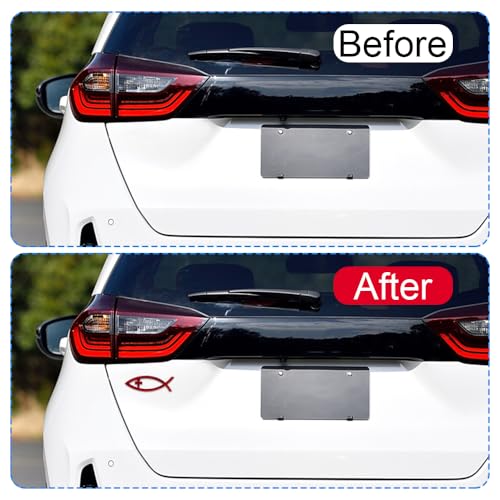 Image of Christian Cross Fish Auto Emblem, Jesus Fish Car Emblem, Weatherproof Christian Symbol Ichthus Cross Decal, Chrome Sliver Badge Bumper Stickers Car Accessories Fit for Most Vehicles (Red)