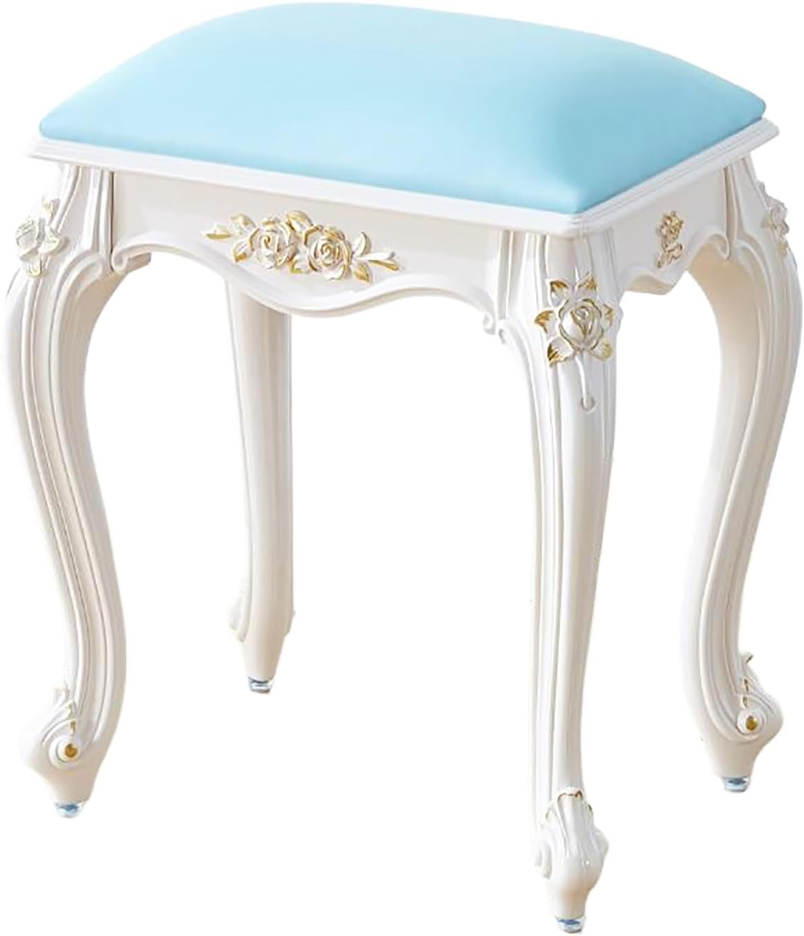 Vanity Stool for Makeup, Vintage Round Accent Stool, Cute Bathroom Bench Seat, Elegant Vanity Chair for Makeup and Beauty, 17 Inch Height