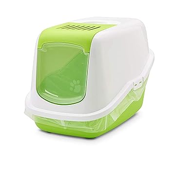 Savic Nestor Cat Toilet Home, 22 x 15 x 15 inch, Prevent Throwing of cat Litter, Durable, Lightweight, Easy to use and Reduces Odor, Perfect Toilet Training Aid Your Cat, Nordic Green