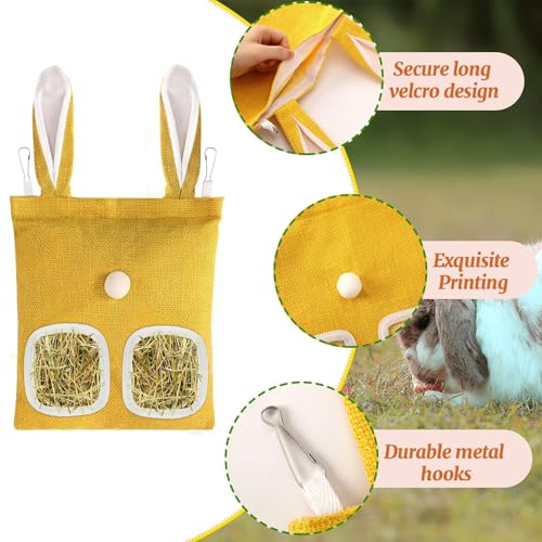 kaiolbly 2 Pack Hay Bag for Rabbits,Guinea Pig Hay Feeder Bags Washable Bunny Hay Bag for Chinchillas Hamsters Small Pets and Animal(11x 9.6 Inch )