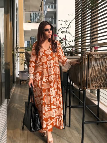 Image of ANNI Designer Kurta Sets for Women Viscose Printed | Kurta with Dupatta Set | A Line Kurti Set for Women | Square V Neck 3 /4 Sleeve Ethnic Outfit | Designer Indian Kurti Stylish Clothing