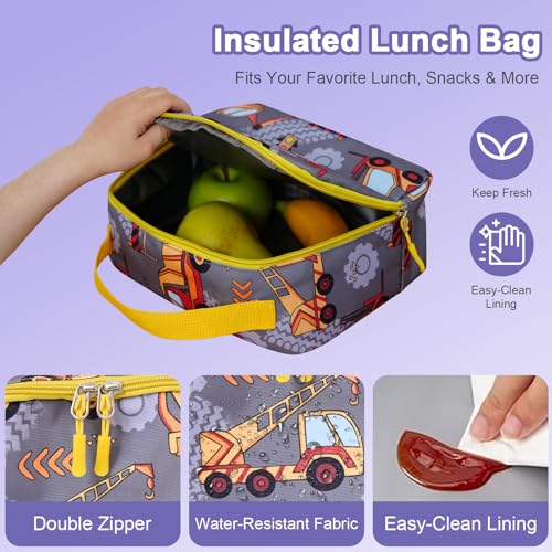 Cokouchyi 3 Pcs Kids Backpack Set with Lunch Box & Pencil Case, Lightweight Preschool Backpack for Boys Age 3-8, Kids Book bag Elementary, Truck Car by Cokouchyi - Used condition - Image 3