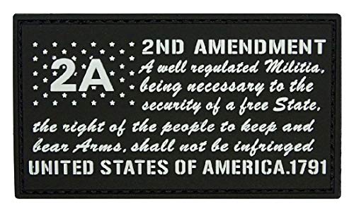 2nd Amendment 2A 1791 USA Constitution Patch [PVC Rubber -Hook Fastener -CP3]