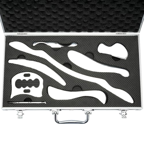 tonchean 8-Piece Muscle Scraper IASTM Tool Set, Gua Sha Scraping Massage Tool Set Stainless Steel