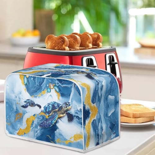 Image of Talayituse Turtle Marble Print Toaster Cover 2 Slice Wide Slot, Lightweight Bread Maker Cover Dust Protection Washable Appliance Bag, S