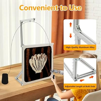 Surneis Tufting Frame, Rug Tufting Frame Kit Aluminum Metal Embroidery Kit Tufting Making Tool with Connecting Plates Fabric Supplies with Corners Silver Carpet Kits for Tufting Devices