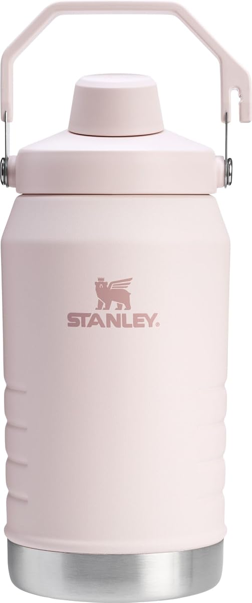 Jarra IceFlow de flujo rápido con asa 64 oz | Tapa con boquilla en ángulo giratoria | A prueba de fugas para viajes y deportes | Acero inoxidable aislado | Sin BPA | Cuarzo Rosa 2.0