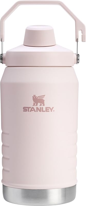 Jarra IceFlow de flujo rápido con asa 64 oz | Tapa con boquilla en ángulo giratoria | A prueba de fugas para viajes y deportes | Acero inoxidable aislado | Sin BPA | Cuarzo Rosa 2.0
