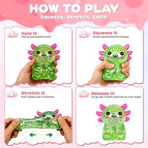 Axolotl Squishy Stress Relief Toy,Stretchy Axolotls Stress Soft Squeeze Sensory Fidget Toys for Kids Adults,Cute Axolotls Squishies Party Favors Anxiety Relief Squishy Toys - Blue - Image 4