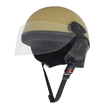 Western Era Multipurpose Half Helmet | Clear Visor | Comfort & Safety | Enhanced Design | (Medium, Khakhi Matte) (Non-Motorized)