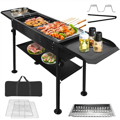 VACHAN-Portable-Charcoal-Grills-for-Outdoor-BBQ-Foldable-Kabob-Barbecue-Grill-for-Camping-Hibachi-BBQ-Griddle-Lamb-Skewer-in-Garden-Backyard-Party-Picnic-Travel-Outdoor-Cooking
