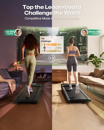 UREVO Smart Walking Pad Treadmill,9% Auto Incline, Quiet Operation, 2.5HP Dual Brushless Motorized, Standing Desk Treadmill, AI App with World Tour & HIIT, 12-Point Shock Absorption, Immersive Hiking - Image 4