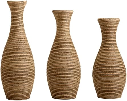 Set of 3 Modern Decorative PVC Vases, Stylish Floor Vases for Home Decor, Elegant Flower Stand for Living Room, Office, or Hallway, Beige