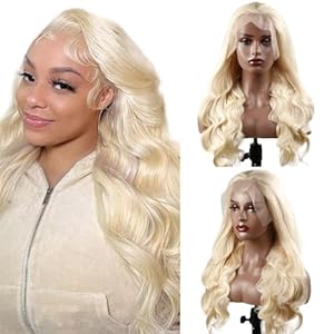 Real Hair Wig, Black Women, 13 x 6 (33×15 cm), Transparent Lace Front, 150% Density, Body Wave Wig, Brazilian Virgin Human Hair Wig, 613 Blonde Lace Front Wig, Human Hair,