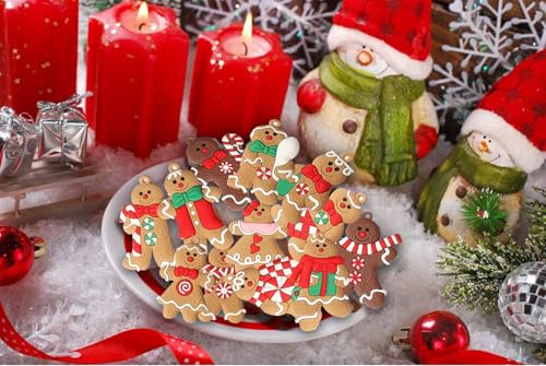 Kockuu 12Pcs Gingerbread Man Ornaments For Christmas Tree, Assorted Plastic Gingerbread Figurines Ornaments thumb #7