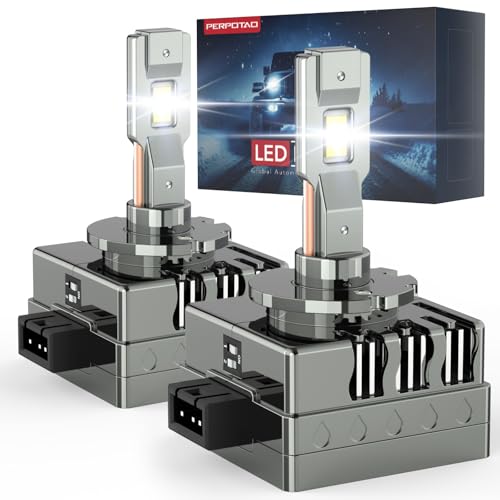 PERPOTAO D1S/D1R Bulb, 46,000LM, 800% Brightness, 6,000K White, 10x Cooling, Xenon HID Replacment, Fast Plug, Fog Light, Compatible 99.99%