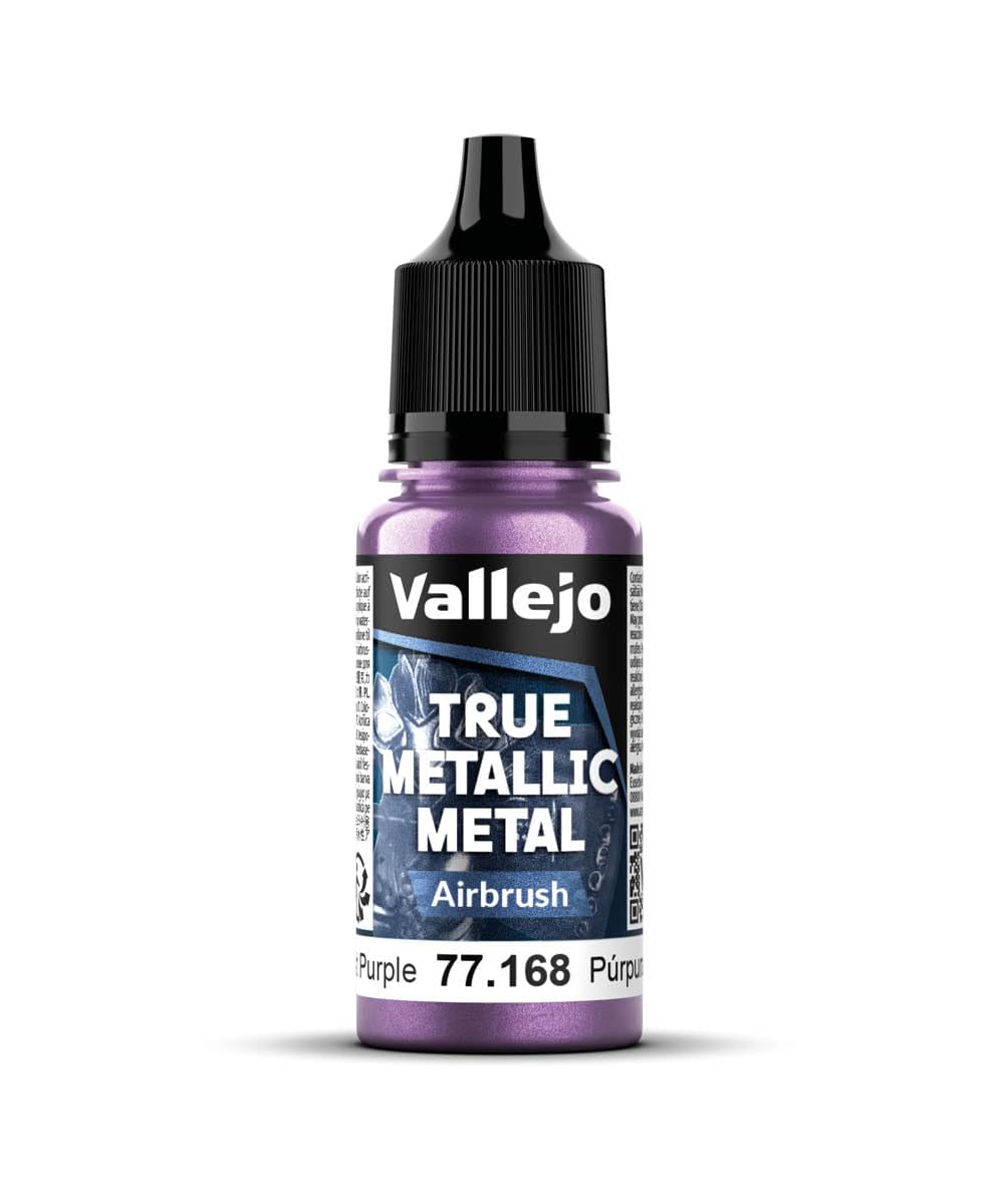 Vallejo True Metallic Paint 18ml Amethyst Purple, Airbrush Colors, Smooth Finish, High Intensity, Non-Diluted Formula, Ideal for Modeling and Crafts