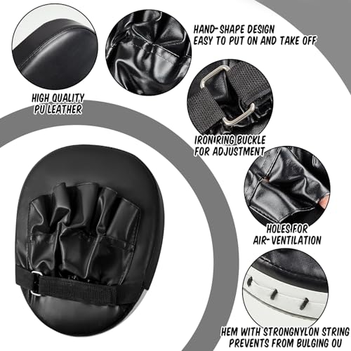 Poen 7 in 1 Taekwondo Kick Pad Boxing Training Equipment Punching Mitts Martial Arts Training Equipment Wrist Band Adjustable Soft Training Pads Set for Karate Muay Thai MMA Training - Image 5