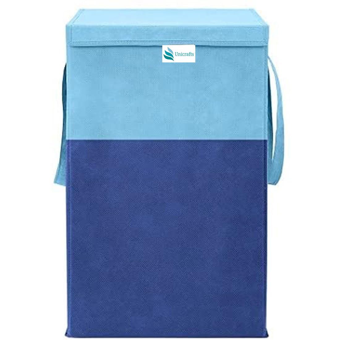 Unicrafts Laundry Baskets With Lid and Handles Durable and Collapsible For Clothes & Toys storage Bag,Foldable- 68 L,Pack of 1 Piece, Blue(Engineered Wood)