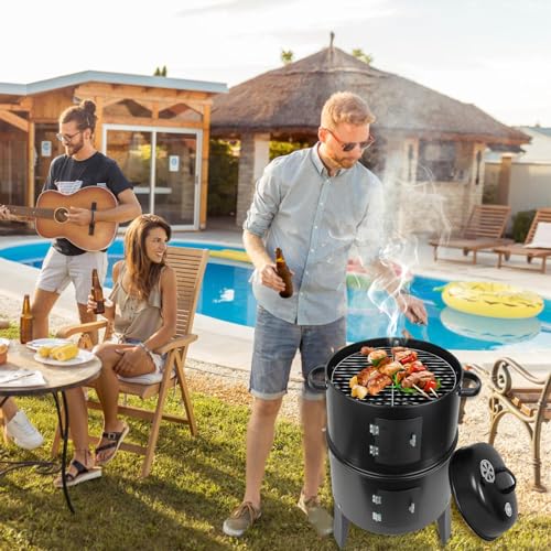 Romuss SYH0249 18 Inch Heavy-Duty Steel Charcoal Smoker - 3In1 Vertical Heavy Duty Round Charcoal Bbq Smoker Grill thumb #6