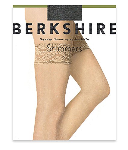 Berkshire womens Lace Top Shimmers Ultra Sheer Thigh High With Sandalfoot Toe - 1340