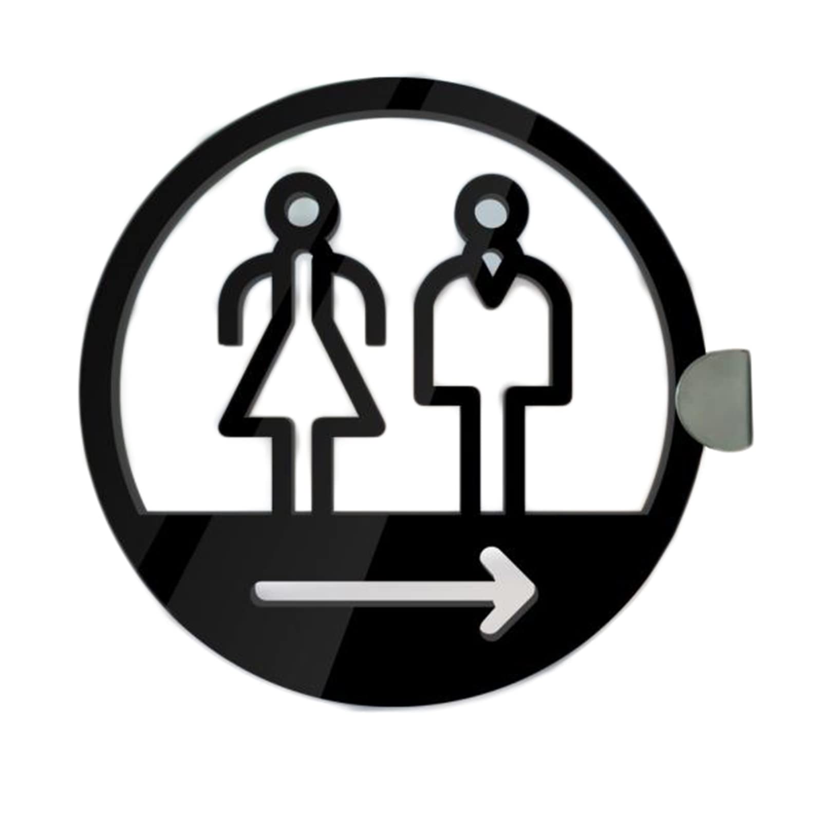 VNVFJKLO restroom sign, Acrylic Men's and Women's Toilet Signs, Round Bathroom Door with Arrow, Mounting Accessories, for Office Restaurants Hotels Supermarket(B)