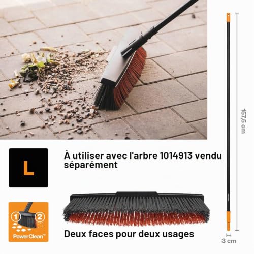 Fiskars Balai multiusage livré sans manche avec poils PowerClean, Largeur : 47 cm, L, Plastique, Noir, Solid, 1025931