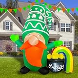JOYEASE 5 FT Inflatable St Patrick’s Day Gnome with Rainbow Pot of Gold, LED Lighted St Patricks Day Inflatables Blow up Decorations for Home Yard Lawn Garden Indoor Outdoor Decor