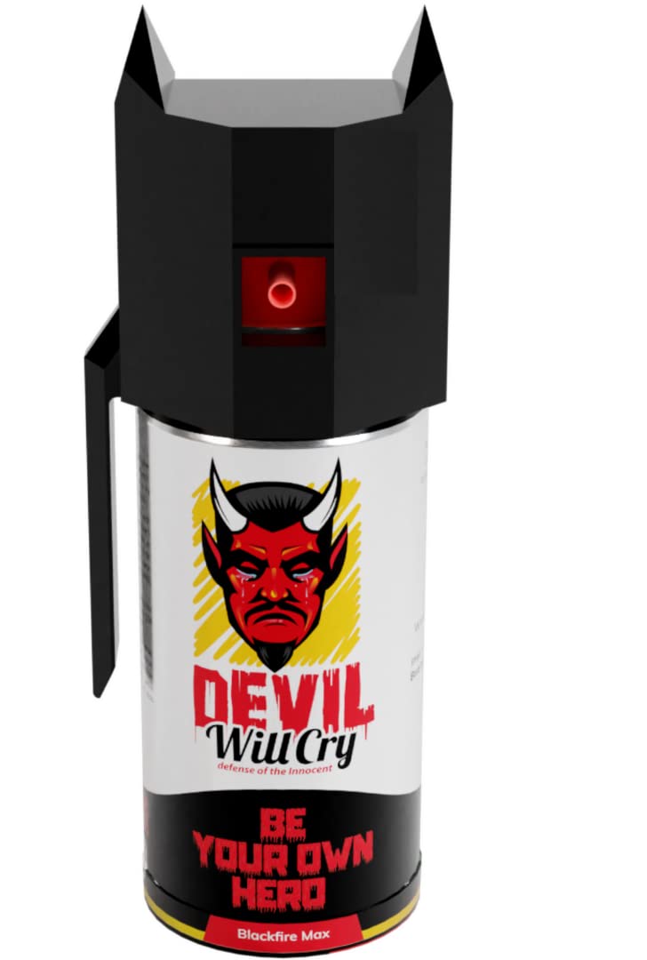 Devil will cry Pepper Spray for Women Safety Self Defence of Men, Girls and Elderly with Glass Breaker Cap and Holster 35G, Set of 1, Black