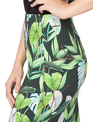 Saia Midi Canelada Estampada, Colcci, Feminino, Verde/Branco/Marrom, P