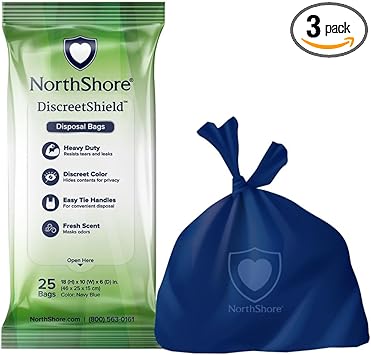 NorthShore DiscreetShield Disposal Bags, 75 Count (3/25s)