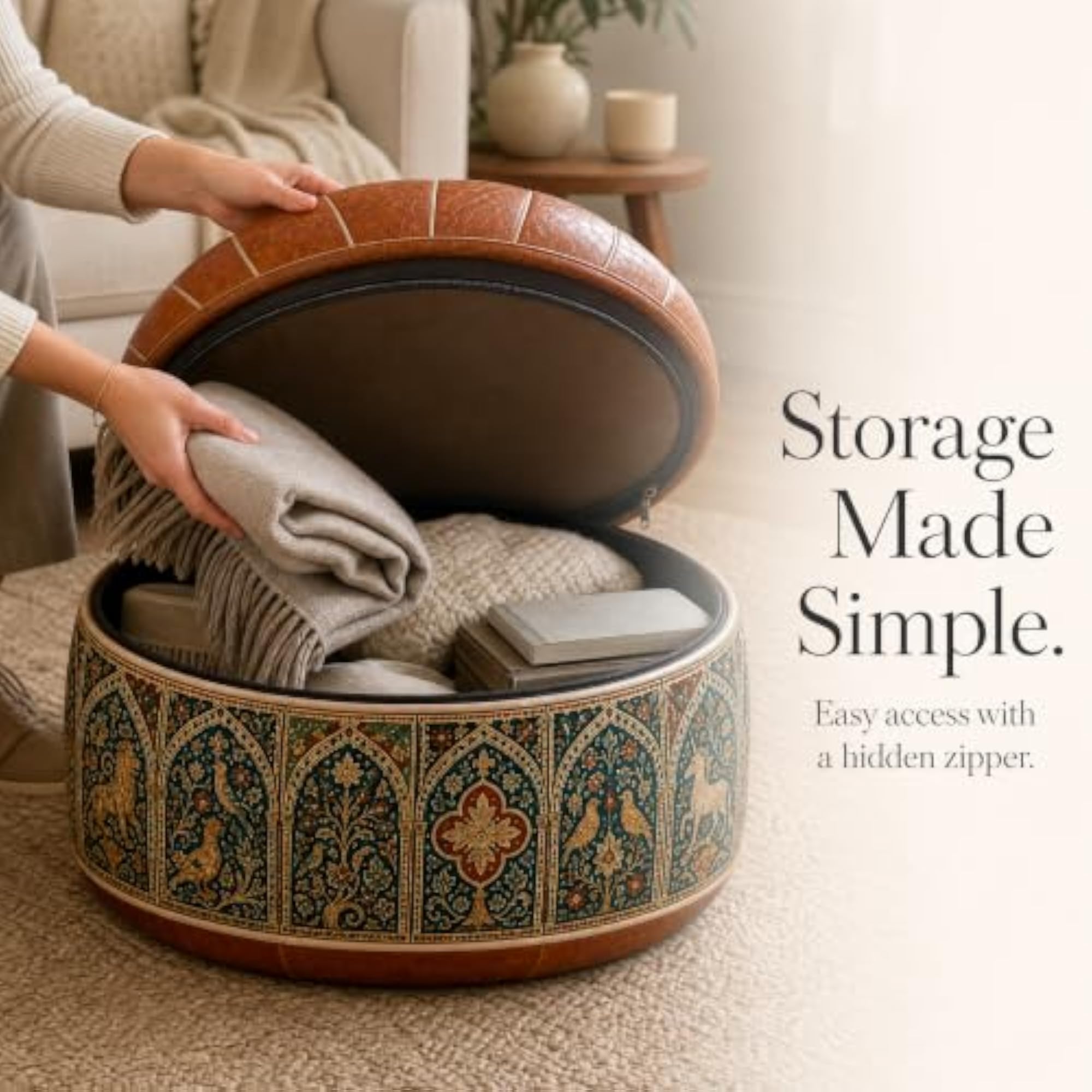 Large Capacity Waterproof Storage Bag with Moroccan Print