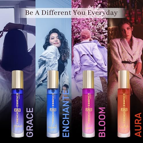 Image of French Essence Luxury Eau De Parfum Gift Set for Women With Grace, Bloom, Enchante, Aura Long Lasting Fragrance Perfume For Woman 4x15ml