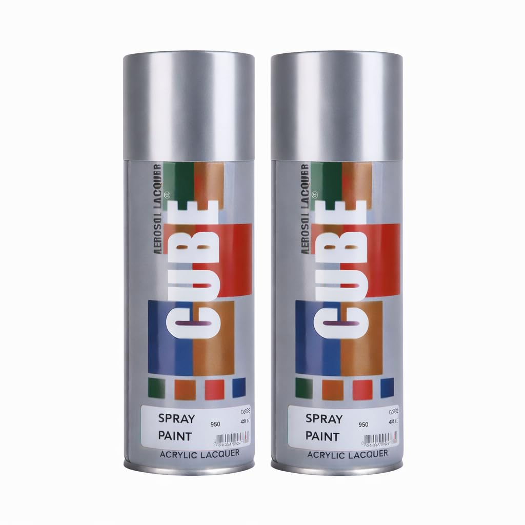 Cube Silver Spray Paint | 2 X 400 mL | for Metal, Plastic, Wood, Car & Bike | Fast Drying, Brilliant Finish, No CFCs, Interior & Exterior Use-image-42