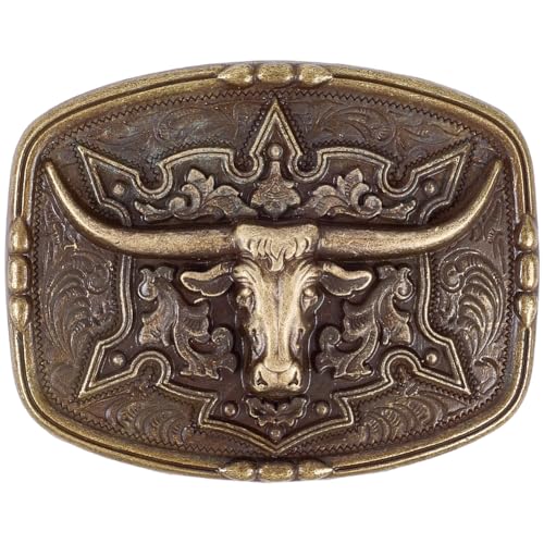 CALFOVERA Boucle de Ceinture Rectangulaire en Forme de Tête de Taureau Style Cow Style Western Rodéo Cowboy Vintage Gravée en Alliage pour Homme et Femme...