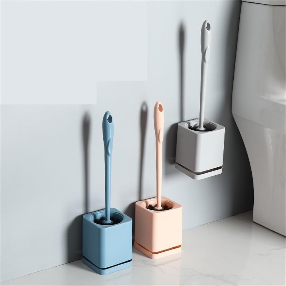 Cepillo de inodoro de mango largo, herramienta de limpieza de baño, soporte para colgar en la pared para ahorrar espacio, cepillo de limpieza duradero para el hogar