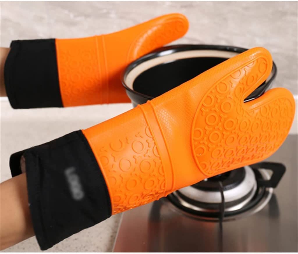 MRKU Guanti da Forno, Resistenti al Calore, Guanti da Cucina Lunghi in Cotone Resistenti al Calore per Uso Domestico e microonde