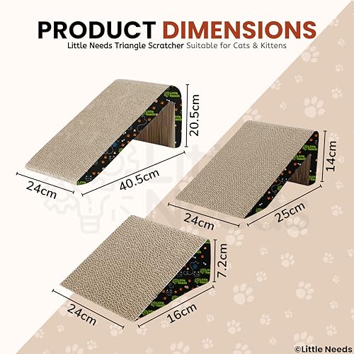Image of Corrugated Cardboard Cat Scratcher with Catnip - (Triangle Slice) | 16 inch Durable & Detachable 3-in-1 Scratching Pad for Cats & Kittens | Textured Design for Play & Furniture Protection