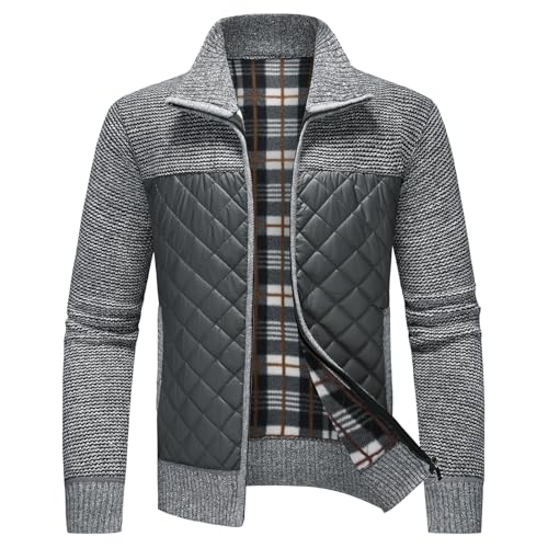 Lamgool Men's Full Zip Sweater Long Sleeve Casual Slim Fit Cardigan Sweaters