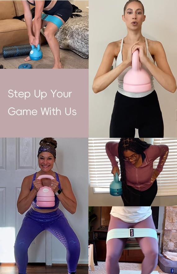 kure.fit Adjustable Kettlebell | 5 lb - 12 lb | Kettlebell Weights Set for Home Gym | Full-Body Workouts, Strength Training, Weight Loss | Fabric Booty Band | Beginners & Women | Teal Blue