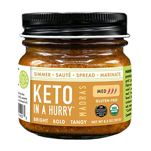 Pure Indian Foods Keto In A Hurry (Madras) 8.5 oz, Certified Ketogenic Organic Curry Seasoning (Concentrate / Paste), No Sugar or Preservatives Added