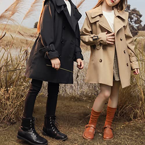 Image of amropi Girl's Trench Coat Single Breasted Windbreaker Jacket Outwear with Belt for 4-17 Years
