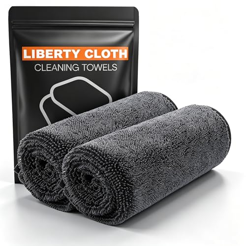 LIBERTY CLOTH Cleaning Towels Suitable for Home Kitchens Bathrooms Mirrors and Car Detailing Grey 2 Pack 24 x 16 Inch
