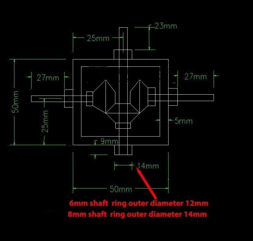 Angle Steering 1pc 1 Module 20 Teeth Bevel Gear Gearbox 1 to 2 Steering Commutator 1:1 Ratio Right Angle Reversing Gearbox 6mm 8mm Shaft Driving Change(8mm)