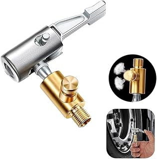 Universal Air Pump Nozzle for Inflator, Fapiwen Lock On Air Chuck Tire Inflator with Air Release Valve, Car Air Pump Thread Nozzle Adapter, Portable No Leakage Replacement Hose Adapter