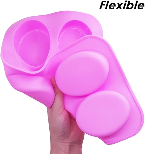 findTop - 3 paquetes de molde de silicona para tartas de forma ovalada, molde de jabón hecho en casa para tartas, hornear, tartas, pudín, galletas,