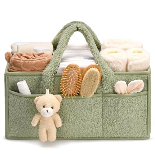 Flanliy Panier Rangement BéBé, Portable Panier De Rangement Bebe, Langer Feutre Bebe, Compartiment Amovible, Parfait Pour Les Essentiels Du Nouveau-Né, Le...