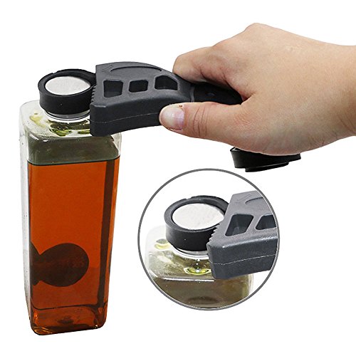 Preisvergleich Produktbild PUAK523 Verstellbarer Schulterriemen Schlüssel Universal Multifunktions-Gummi Schulterriemen Schlüssel Jar und Flaschenöffner Griff Anziehen Lösen Schlüssel Werkzeug Zum Entfernen, Schwarz, Free Size