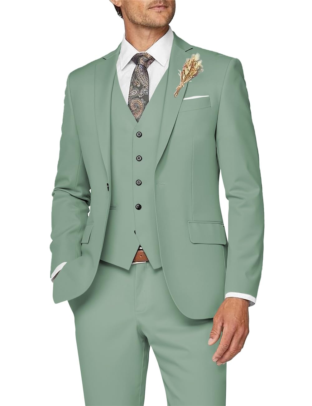 Wangyue Mens Suit 3 Piece Slim Fit Suit for Men Formal Business Suit Wedding Groom Prom Tuxedo Dinner Party